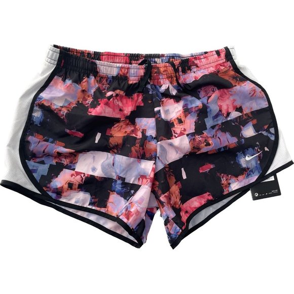 Nike Girls Running Dri-fit Large 4” Inseam Floral Black Pink NWT - Picture 2 of 7